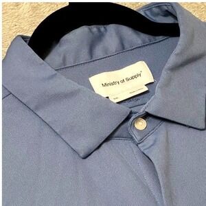 Ministry of Supply Apollo Shirt Mens XXL Blue Short Sleeve Button Down PCM Tech